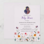 Invitation Baby shower chrétien orthodoxe fleur sauvage (Devant / Derrière)