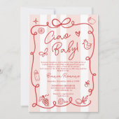 Invitation Baby shower Ciao À Thème Italien Retro Rose (Devant)