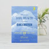 Invitation Baby shower ciel bleu (Debout devant)