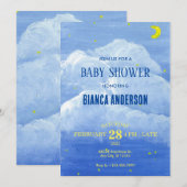Invitation Baby shower ciel bleu (Devant / Derrière)
