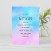 Invitation Baby Shower Ciel Dégradé Pastel Rose et Bleu (Debout devant)