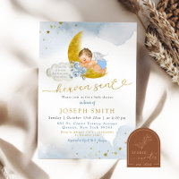 Baby Shower Ciel Envoyé Bleu Lune Étoile Blonde