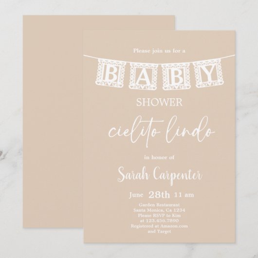 Invitation Baby shower Cielito Lindo (Devant / Derrière)
