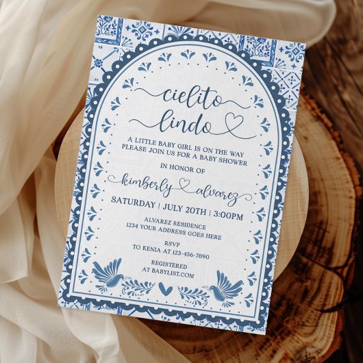 Invitation Baby shower Cielito Lindo Blanc & Bleu
