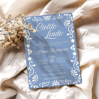 Invitation Baby shower Cielito Lindo Invitation, Dusty Blue