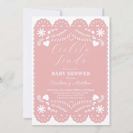 Invitation Baby shower Cielito Lindo Rose (Devant)