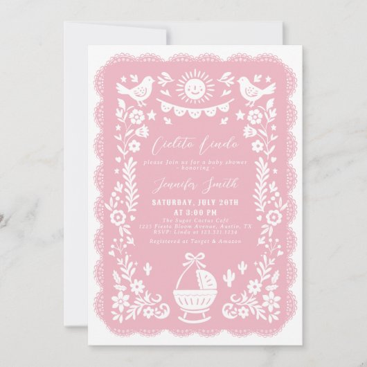 Invitation Baby shower Cielito Lindo Rose (Devant)