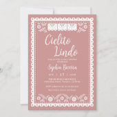 Invitation Baby shower Cielito Lindo Talavera rose (Devant)