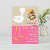 Invitation Baby shower - cigogne avec le paquet d'impression (Debout devant)
