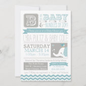 Invitation Baby shower - Circus Elephant & Chevron (Devant)