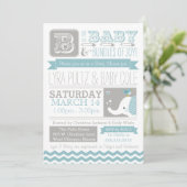 Invitation Baby shower - Circus Elephant & Chevron (Debout devant)