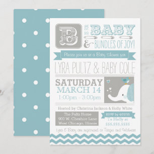 Invitation Baby shower - Circus Elephant & Chevron