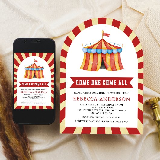 Invitation Baby Shower Cirque Bébé Vintage Carnaval