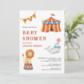 Invitation Baby Shower Cirque Carnaval Mignon (Debout devant)