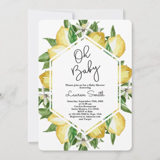 Invitation Baby shower citron (Devant)