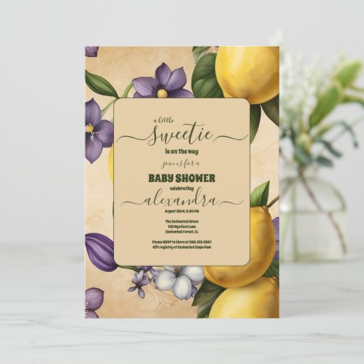 Invitation Baby shower citron (Debout devant)