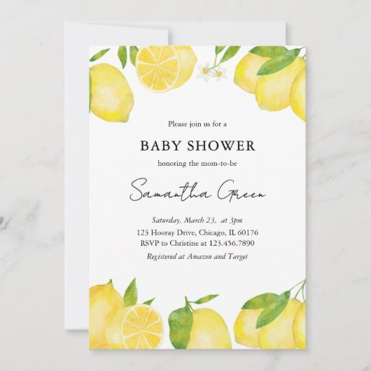 Invitation Baby shower citron (Devant)