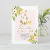 Invitation Baby shower citron (Debout devant)