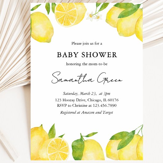 Invitation Baby-Shower Citron