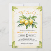 Invitation Baby shower citron aquarelle (Devant)
