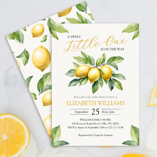 Invitation Baby shower citron aquarelle