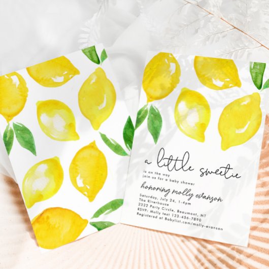 Invitation Baby shower citron aquarelle