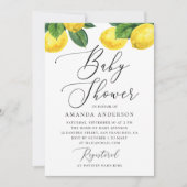 Invitation Baby shower citron aquarelle | Citrus élégant (Devant)