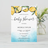 Invitation Baby shower citron aquarelle garçon (Debout devant)