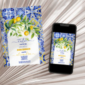 Invitation Baby shower citron bleu italien