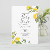 Invitation Baby shower citron Boho Citrus Rustique (Debout devant)