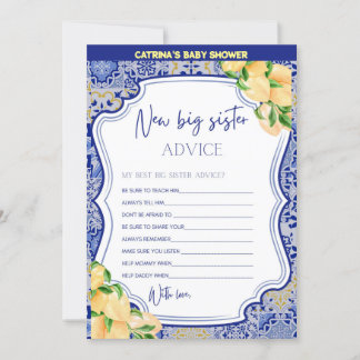 Invitation Baby shower Citron Carreaux Bleus - Nom modifiable