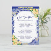 Invitation Baby shower Citron Carreaux Bleus - Nom modifiable (Debout devant)