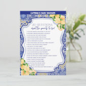 Invitation Baby shower Citron Carreaux Bleus - Nom modifiable (Debout devant)