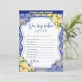 Invitation Baby shower Citron Carreaux Bleus - Nom modifiable (Debout devant)