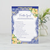 Invitation Baby shower Citron Carreaux Bleus - Nom modifiable (Debout devant)