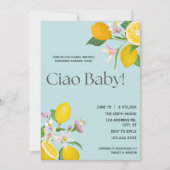 Invitation Baby shower citron, Ciao bébé, thème italien (Devant)