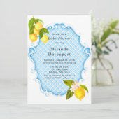 Invitation Baby shower Citron Citrus Bleu Bébé (Debout devant)