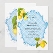 Invitation Baby shower Citron Citrus Bleu Bébé (Devant / Derrière)