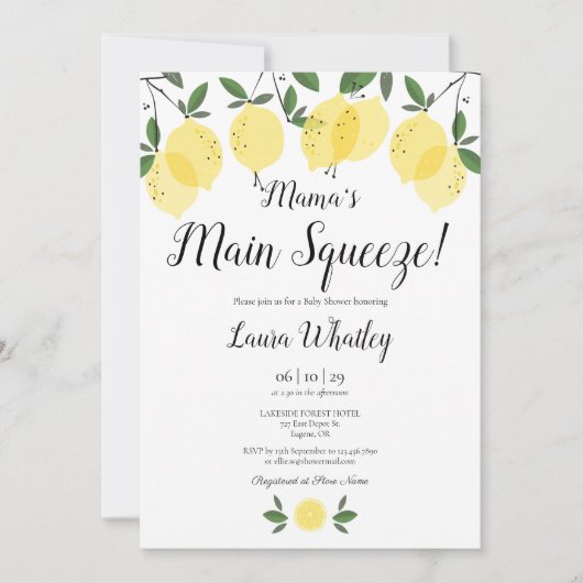 Invitation Baby Shower Citron de Mama's Main Squeeze (Devant)