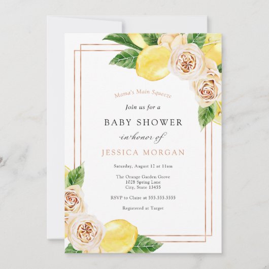 Invitation Baby shower citron et verdure (Devant)