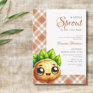 Invitation Baby Shower Citron Gingham et Céleri Petit Germe