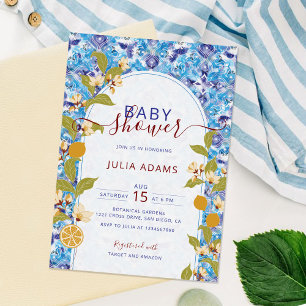 Invitation Baby-Shower Citron Jaune Bleu Côte Amalfitaine