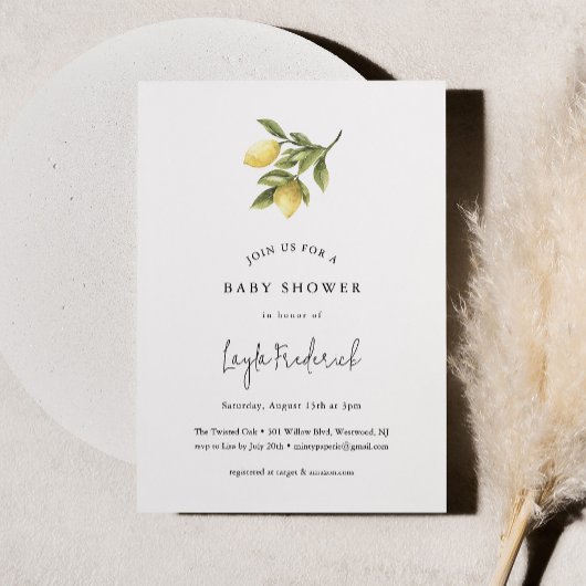 Invitation Baby shower CITRON Lemon