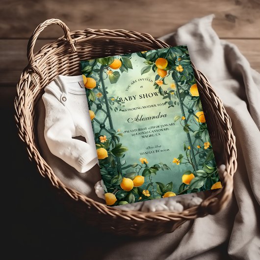 Invitation Baby Shower Citron Menthe Douce