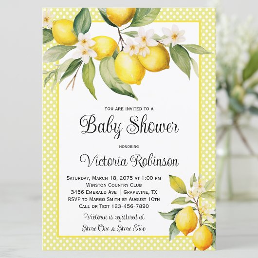 Invitation Baby shower citron mignon