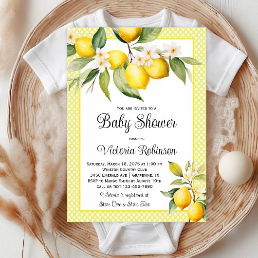 Invitation Baby shower citron mignon