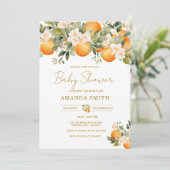 Invitation Baby Shower Citron Orange (Debout devant)