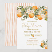 Invitation Baby Shower Citron Orange (Devant / Derrière)