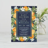 Invitation Baby Shower Citron Orange Navale Rustique (Debout devant)
