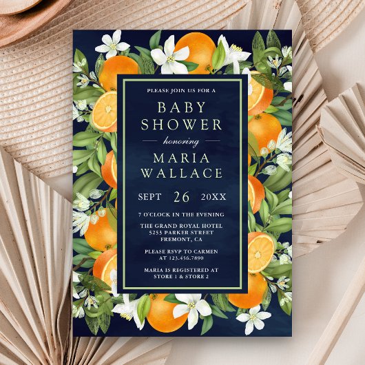 Invitation Baby Shower Citron Orange Navale Rustique